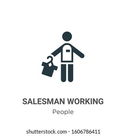 Salesman working glyph icon vector on white background. Flat vector salesman working icon symbol sign from modern people collection for mobile concept and web apps design.