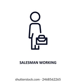 salesman working icon. Thin line salesman working icon from people collection. Outline vector isolated on white background. Editable salesman working symbol can be used web and mobile