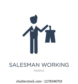 salesman working icon vector on white background, salesman working trendy filled icons from People collection, salesman working vector illustration