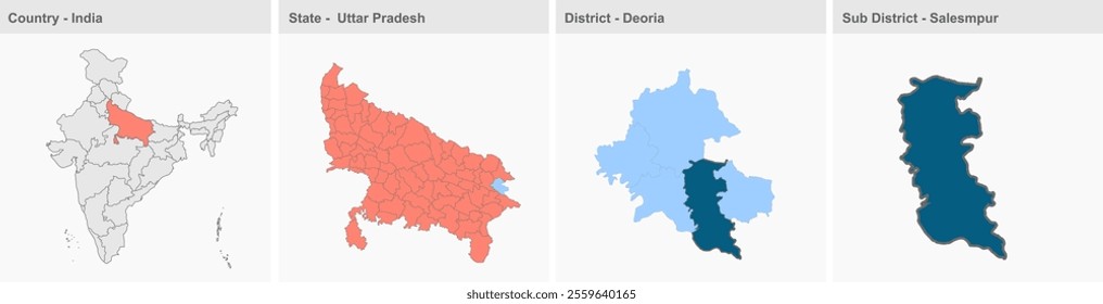 Salesmpur map, Deoria District, Uttar Pradesh State, Republic of India, Government of  Uttar Pradesh, Indian territory, Eastern India, politics, village, tourism