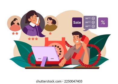 Salesperson calling by telephone to a potential customer