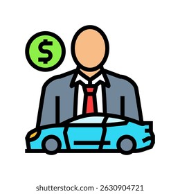 salesperson car dealership color icon vector. salesperson car dealership sign. isolated symbol illustration