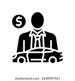salesperson car dealership glyph icon vector. salesperson car dealership sign. isolated symbol illustration