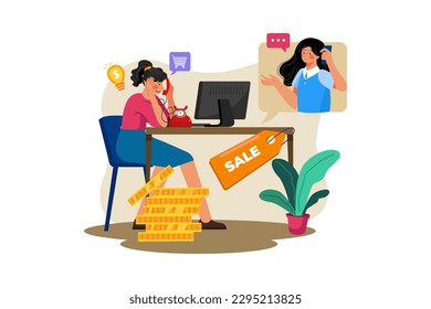 A salesperson makes a cold call to a potential customer.