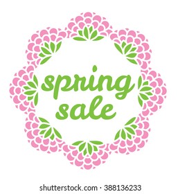Sale.Spring sale, on a white background.Spring Sale Design with Colorful Flowers.Place for text. Card with place for text.  Suitable for ads, signboards, packaging and identity and web designs.
