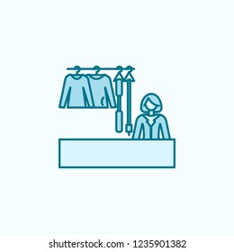 saleswoman of clothes 2 colored line icon. Simple colored element illustration. saleswoman of clothes outline symbol design from shopping mall set
