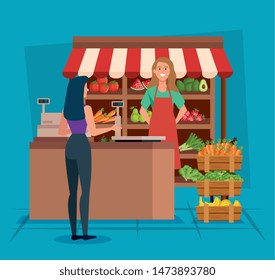 saleswoman in the natural store with woman customer
