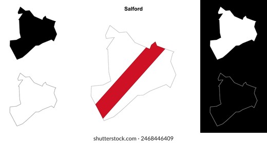 Salford blank outline map set