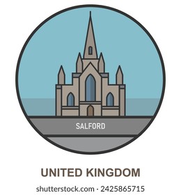 Salford. Cities and towns in United Kingdom. Flat landmark