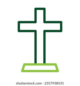 Salib icon duocolor green colour easter illustration vector element and symbol perfect.