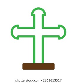 Salib icon duotone green brown colour easter illustration vector element and symbol perfect.