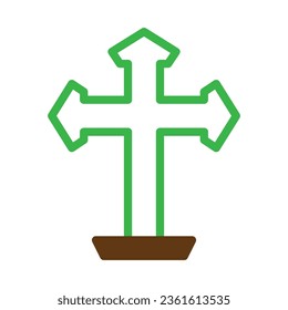 Salib icon duotone green brown colour easter illustration vector element and symbol perfect.