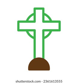 Salib icon duotone green brown colour easter illustration vector element and symbol perfect.