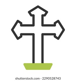 Salib icon duotone grey green colour easter illustration vector element and symbol perfect. Icon sign from modern collection for web.