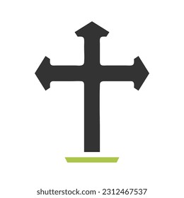 Salib icon solid green grey colour easter illustration vector element and symbol perfect.