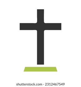 Salib icon solid green grey colour easter illustration vector element and symbol perfect.