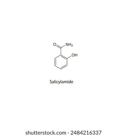 Salicylamide flat skeletal molecular structure NSAID drug used in Pain treatment. Vector illustration scientific diagram.