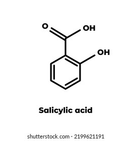 Salicylic acid molecule. Skeletal formula on white background.