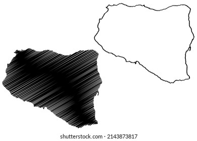 Salina island (Aeolian Islands, Italian Republic, Italy) map vector illustration, scribble sketch Salina map