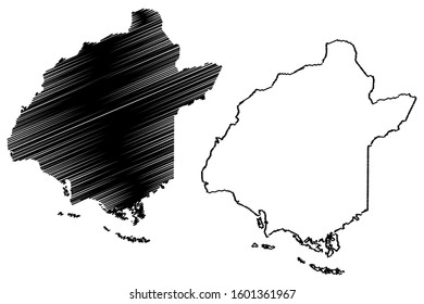 Salinas municipality (Commonwealth of Puerto Rico, Porto Rico, PR, Unincorporated territories of the United States) map vector illustration, scribble sketch Salinas map