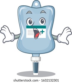 Saline bag cartoon character design on a surprised gesture