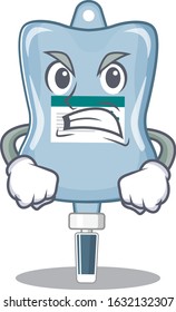 Saline bag cartoon character design having angry face
