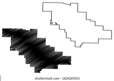 Saline County, Arkansas (U.S. county, United States of America,USA, U.S., US) map vector illustration, scribble sketch Saline map