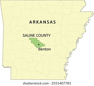 Saline County and city of Benton location on Arkansas state map