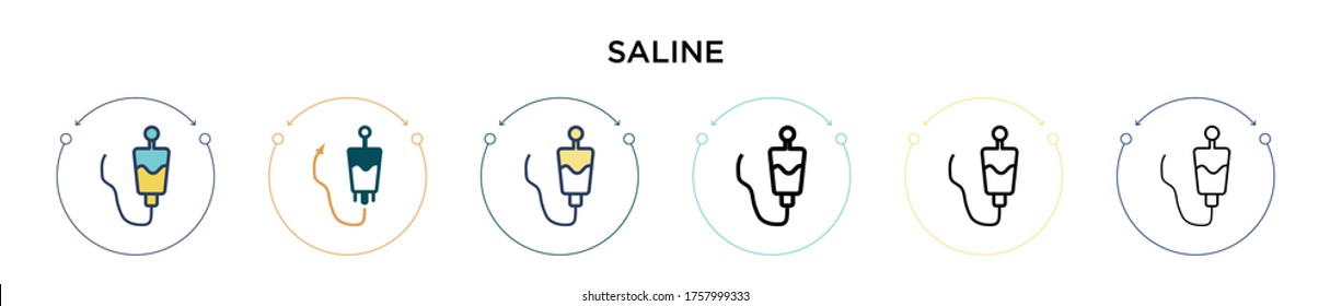 Saline icon in filled, thin line, outline and stroke style. Vector illustration of two colored and black saline vector icons designs can be used for mobile, ui, web