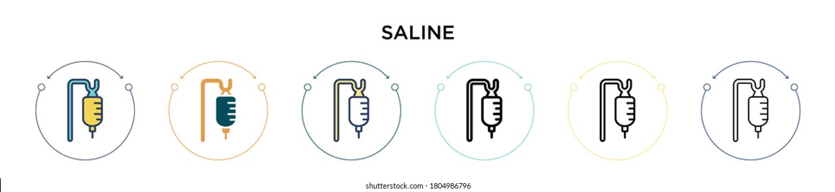 Icono salino en el estilo relleno, delgado, contorno y trazo. Ilustración vectorial de dos iconos de los vectores salinos de color y negro se puede utilizar para móviles, ui, web