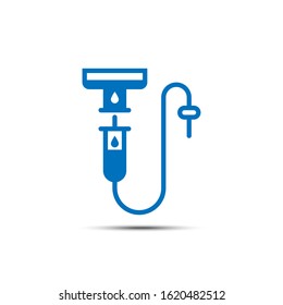 Saline water with cable and syringe flat icon, 64x64 pixel perfect icon, small shadow on white background