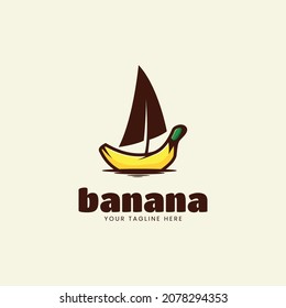 Saling banana boat. Perahu pisang. Pisang kuning. Buah pisang logo.