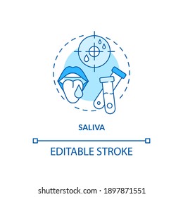 Saliva concept icon. Lab sample idea thin line illustration. Collecting DNA for genetic testing. Laboratory analysis. Biological fluid. Vector isolated outline RGB color drawing. Editable stroke