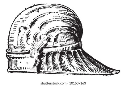 Sallet, vintage engraved illustration. Dictionary of Words and Things - Larive and Fleury - 1895