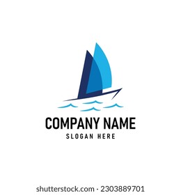 Salling boat logo template. Vector Illustration eps.10
