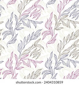 Sallow tree branch summer leaves floral vector seamless pattern. Creative batik colorful repeat print. Organic sallow foliage summer motif. Lovely stylized tree leaves endless pattern.
