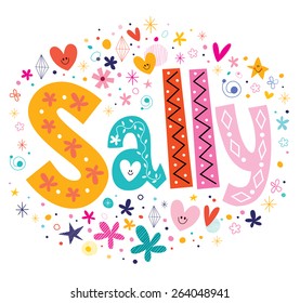 Sally girls name decorative lettering type design