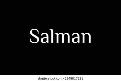 Salman - Muslim name - Islamic name - beautiful font style - vector names in White Color on Black Background