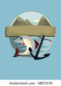  salmon and ancor  on a striped background