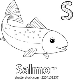 Salmon Animal Alphabet ABC Isolated Coloring S