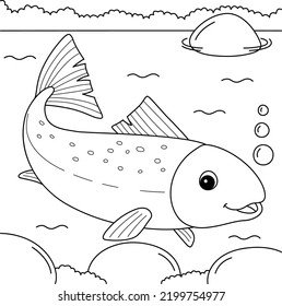 Salmon Animal Coloring Page for Kids