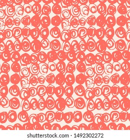 Salmon and Beige tie dye seamless pattern.  Shibori seamless print. Watercolor hand drawn batik.  Handmade watercolour shirt tie dye pattern. Japan traditional tile. Coral and White shibori.