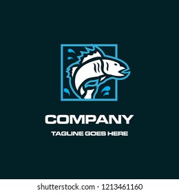 salmon in box logo icon vector