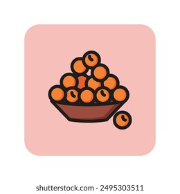 Salmon caviar line icon. Bowl, plate, sea food. Seafood concept. Can be used for topics like fish industry, restaurant menu, celebration