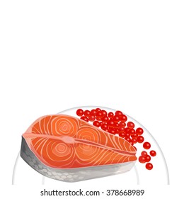 salmon and caviar on a plate