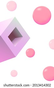 Salmon color Box Shiny Vector White Background. Color Polygon Cover. Rainbow Wallpaper Template. Bright Rhombus Design.