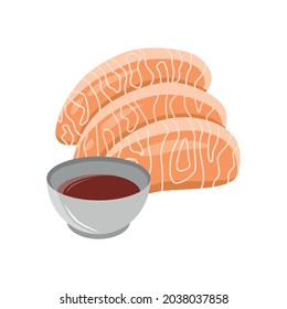 Salmon Cutlet Vector Design With Sauce