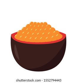 Salmon egg vector.  Salmon egg in blow. free space for text. copy space.