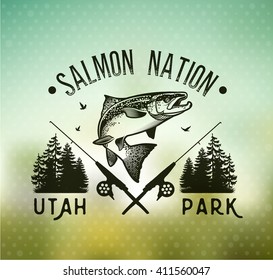 Salmon Emblem on Blur Background