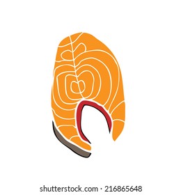 Salmon fillet cartoon vector drawing